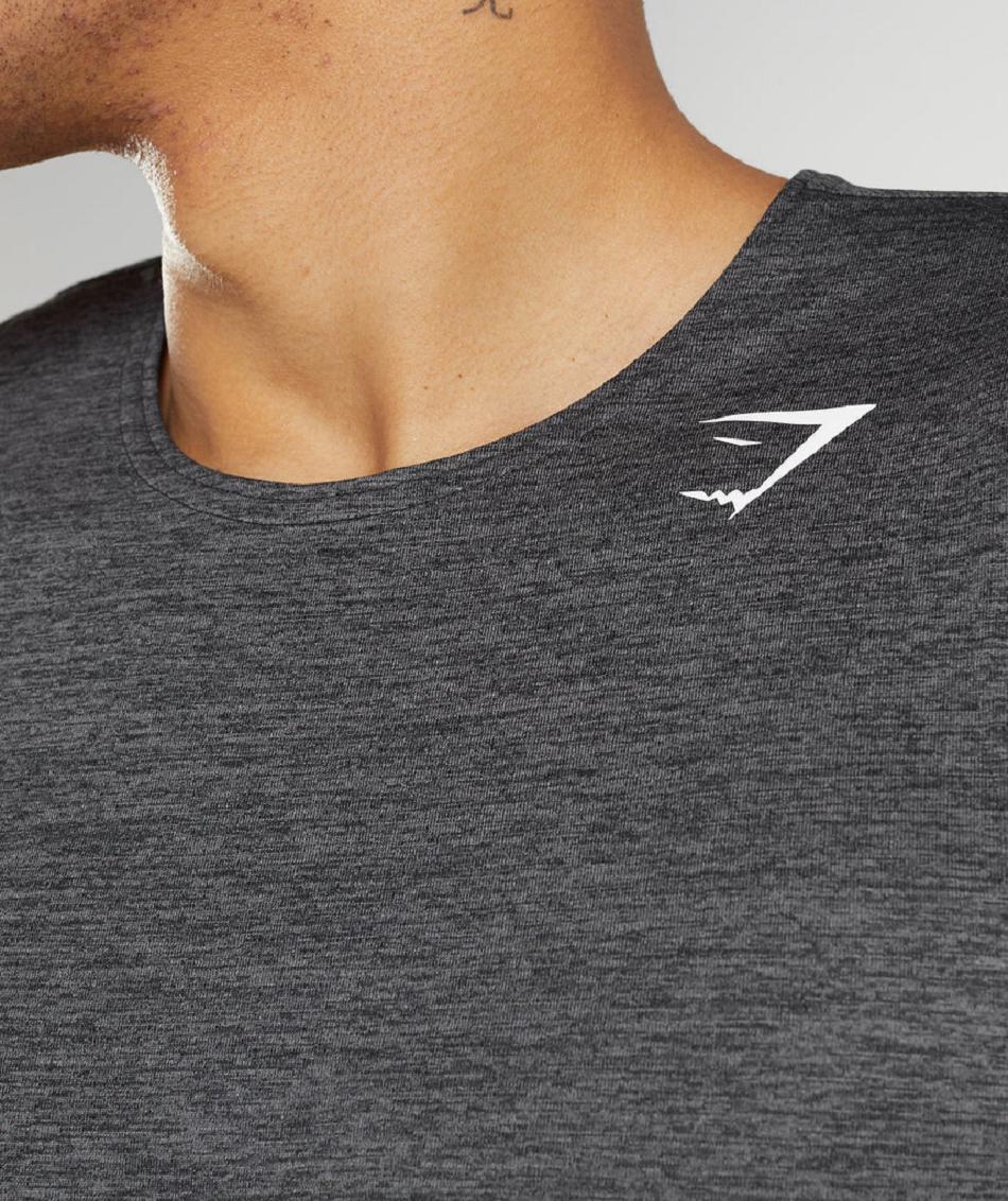 Podkoszulki Męskie Gymshark Arrival Slim Marl Czarne Szare | PL 3972ILH